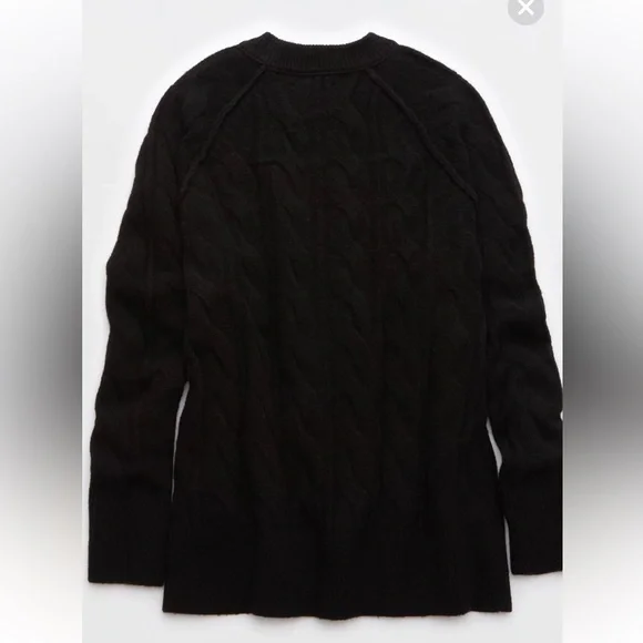 Aerie unREAL Cable Crew Sweater in True Black - Picture 5 of 9